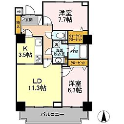 アコール北千住 0302 3階2LDKの間取り