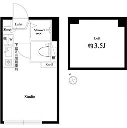カサ・デ・アンジェラ 2階ワンルームの間取り