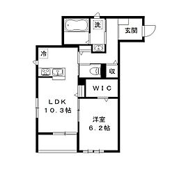 サニーハイツ　オリーブの森 3階1LDKの間取り