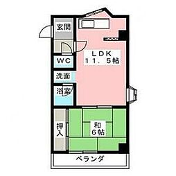 ヴァーチューハウス 3階1LDKの間取り