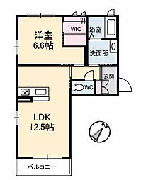 桜プレジール 2階1LDKの間取り