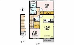 Ｄ−ｒｏｏｍ黒崎 2階2LDKの間取り