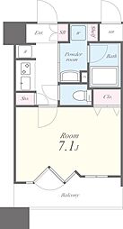 アーバンウェル茨木 13階1Kの間取り