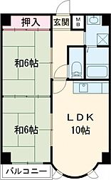 ジャルダン三田3番館 4階2LDKの間取り