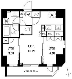 ＥＳ−Ｇｒａｎｄｅ御徒町 3階2LDKの間取り