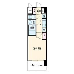 プレサンス京橋GREEN YARDアルミラ 1Kの間取図画像