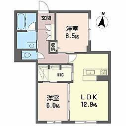 ベレオ北矢三　ＢＥＬＳ認証 1階2LDKの間取り