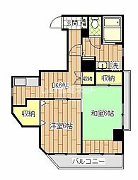 正木屋ビル 4階2DKの間取り