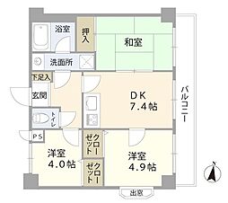 ライオンズマンション東青梅第3 4階3DKの間取り