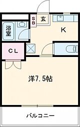 サニーパレス横田 3階1Kの間取り