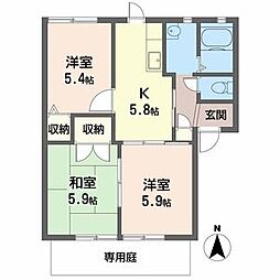フレグランス小川A 1階3Kの間取り