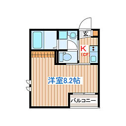 Azul塩釜III 2階1Kの間取り