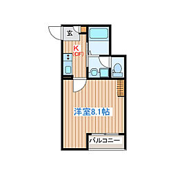 Azul塩釜III 2階1Kの間取り