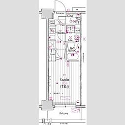 ガーラ・プライム横濱関内 10階1Kの間取り