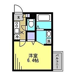 ソレイユ日進 2階1Kの間取り