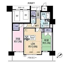 プレサンスロジェ草津大路 15階2LDKの間取り