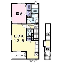 デンファーレ 2階1LDKの間取り