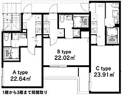 サルーテ　相生 3階1Kの間取り