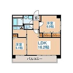 グランジュールマンション高砂駅前 6階2LDKの間取り