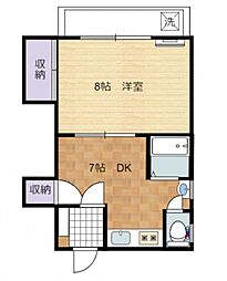 中国ビル 3階1DKの間取り