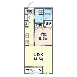 東武伊勢崎線 春日部駅 徒歩14分の賃貸アパート 2階1LDKの間取り