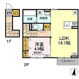 ベアーズマンション　II 202 2階1LDKの間取り