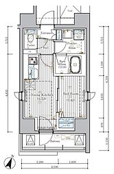 ミライズ横濱SOUTHレジデンス 2階1DKの間取り