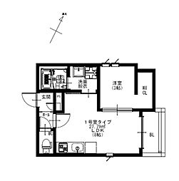 R-smart　W　熊大病院 1階1LDKの間取り