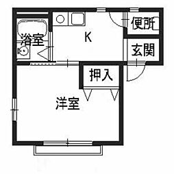 コーポオリーブ 1階1Kの間取り