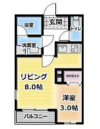 上毛電気鉄道 中央前橋駅 3.8kmの賃貸アパート 1階1LDKの間取り