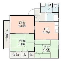 JR豊肥本線 肥後大津駅 徒歩6分の賃貸アパート 2階3DKの間取り