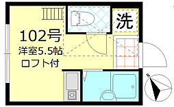 マルケサス立川 1階ワンルームの間取り