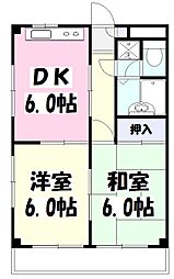 メゾンサンフェリーチェ 2階2DKの間取り
