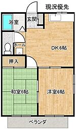 メゾン21 2階2DKの間取り