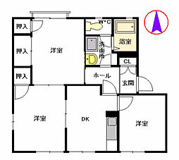 フレグランスひろせ　Ｂ棟 1階3Kの間取り