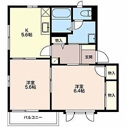 ディアス　のみぞ Ｂ 2階2Kの間取り