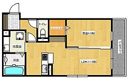 パークヴィラ合志IV 2階1LDKの間取り
