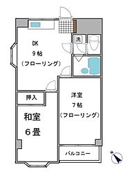 アベニュー成城1号館 305 3階2DKの間取り
