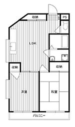 エッソール福生 2階3DKの間取り