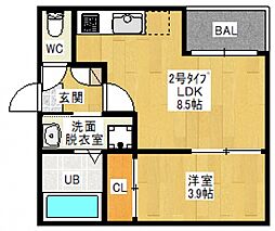 REGALEST MOMO(レガリスト モモ) 3階1LDKの間取り