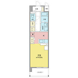ラディナスティア 4階ワンルームの間取り
