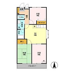 ウィズマンション 301 3階3DKの間取り