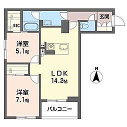 ラ　カンタービレ 103 1階2LDKの間取り