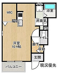 アロモントII 1階ワンルームの間取り