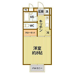 国見パーソナルVI 1階1Kの間取り