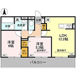 (仮称)前橋市天川原町一丁目PJ　B 3階2LDKの間取り