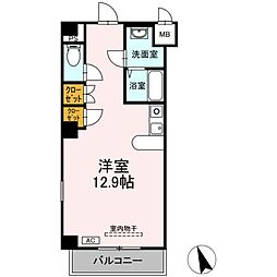 フェリオ甲府上石田 2階ワンルームの間取り