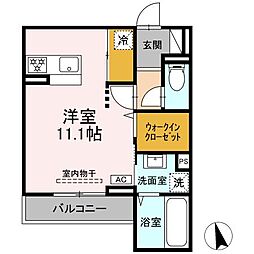ヒロ・ブランシェ 3階ワンルームの間取り