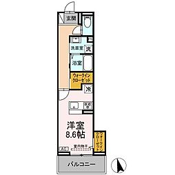 ヒロ・ブランシェ 3階ワンルームの間取り