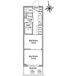 コンフォリア・リヴ北新宿 9階2Kの間取り